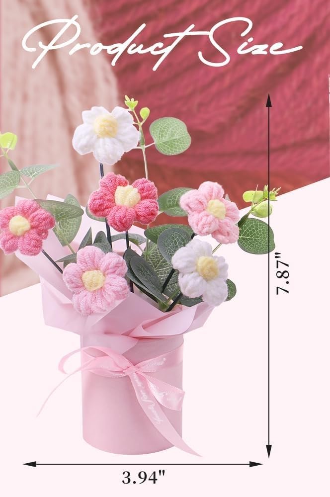 Artificial Flower Bouquet/Artificial Flowers Bunch/Flowers Bouquet/Crochet Flowers/Flowers Bouquet for Girls Home Decor (Pink Bouquet)